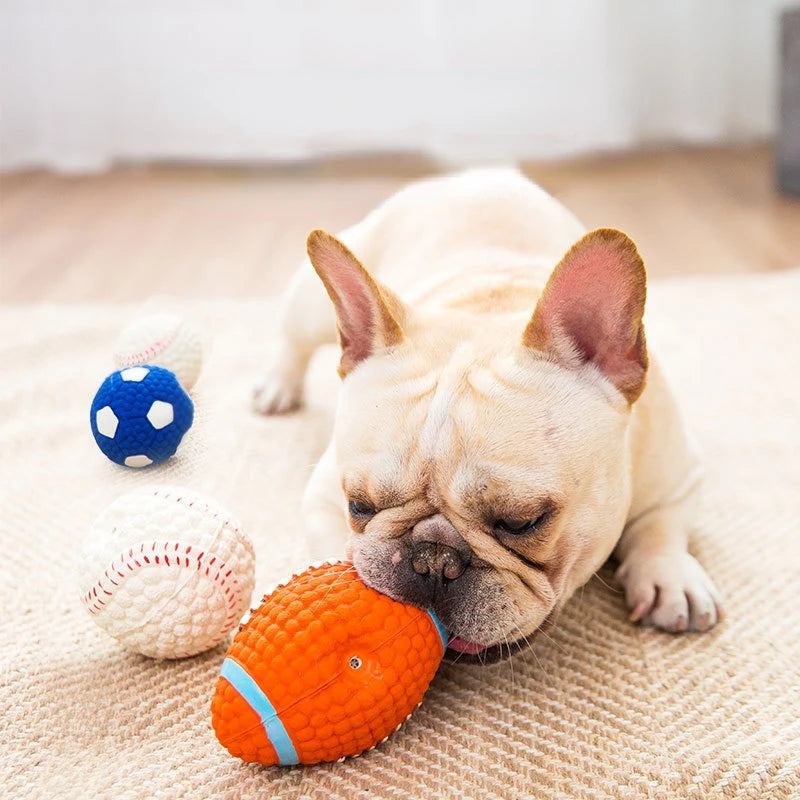 Squeaky Dog Rugby Ball Toy - gregorylogan